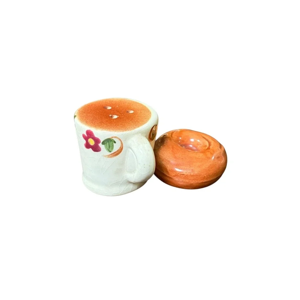 Vintage Coffee‎ Time Donut Mug Salt Pepper Shakers Ceramic Hand Painted Set